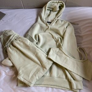 NastyGal Hoodie & Bralette Lounge Set - lime green